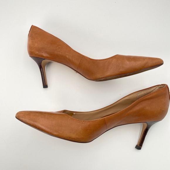 Lauren Ralph Lauren Women Tan Leather Pointed Toe Stiletto Heels Shoes Size 6.5B - Picture 13 of 13